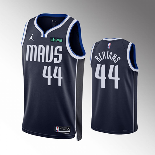 Men's Dallas Mavericks #44 Davis Bertans Navy Statement Edition Stitched Basketball Jersey